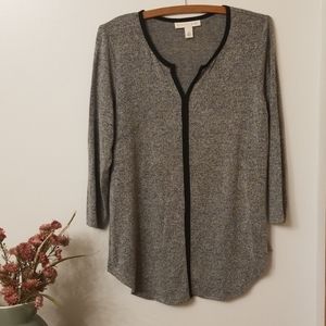 Emaline gray knit 3/4 sleeve pullover